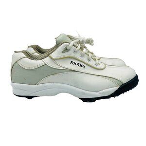 FootJoy Golf Womens Shoes Size 7.5M White GreenJoys 48744 Rubber Spikes Sneakers